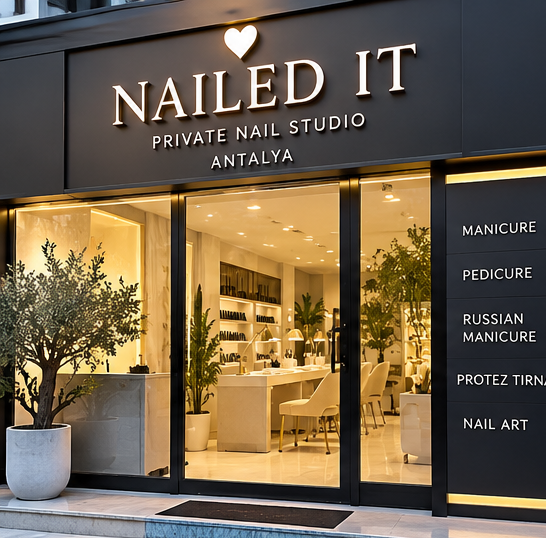 Nailed It Antalya private nail studio dış cephe ve giriş alanı